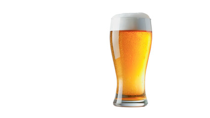 A full glass of light beer, topped with a generous head of foam.Isolated on Transparent Background, No Background. 