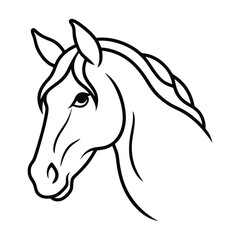 Magical Unicorn Line Art Illustration with Elegant Flowing Mane