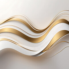 Obraz premium Golden White Wave Background Design | Abstract Modern Flowing Lines Art Style ai
