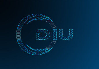 DIU low poly letter logo vector design. DIU lower poly logo design.