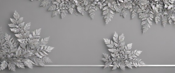 Intricate silver leaf border, shimmering, elegant foliage  Subtle lace details , subtle, branch, elegant