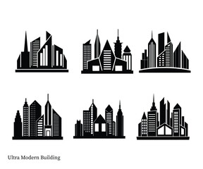 City skyline vector illustration, Ultra Modern Building Silhouette on white background