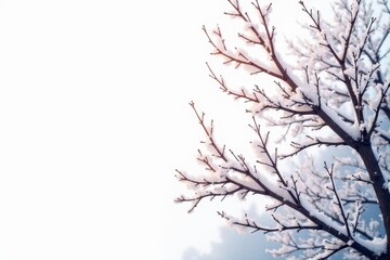Stark, winter branches against a bright white backdrop , silhouette, white, monochrome