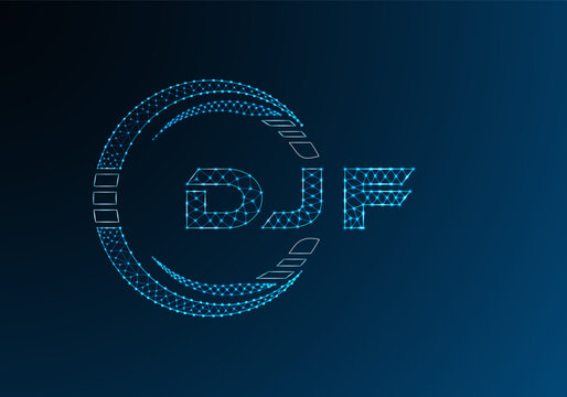 DJF low poly letter logo vector design. DJF lower poly logo design.