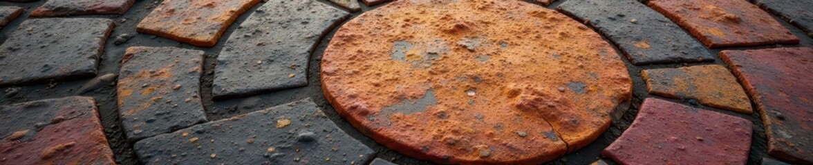 Abstract circular stone texture, rough and aged , detail, illustration, pattern