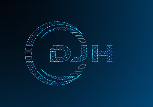 DJH low poly letter logo vector design. DJH lower poly logo design.