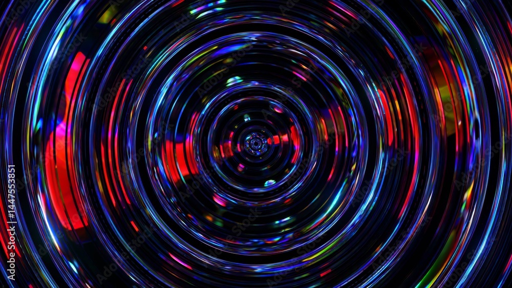 Poster colorful light patterns create a mesmerizing vortex, expanding and contracting in a seamless loop, p
