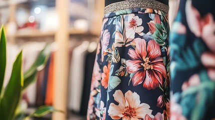 a floral print skirt in a boutique