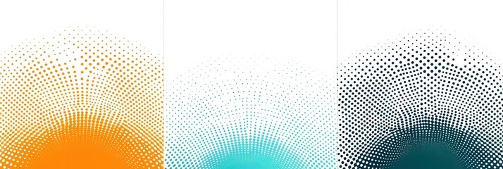 Halftone Pattern Circular Design in Orange, Blue and Navy on White Background