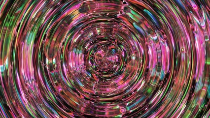 Vibrant pink and green concentric circles pulsing with hypnotic, wave-like motion, creating mesmerizing visual rhythms for music and abstract video projects