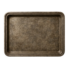 An authentic vintage metal baking sheet featuring a rich, aged patina, evidence of decades spent in the kitchen, perfect for.