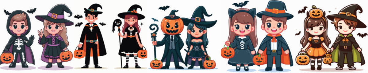 vector of a couple wearing Halloween costumes