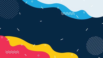 Vibrant Memphis abstract background with playful shapes, splash textures, and retro 80s 90s colors. Ideal for creative posters, covers, and web design.