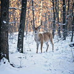 deer in winter forest