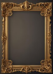 Ornate gold scroll frame, vintage style  Retro royal design , graphic, illustration, golden