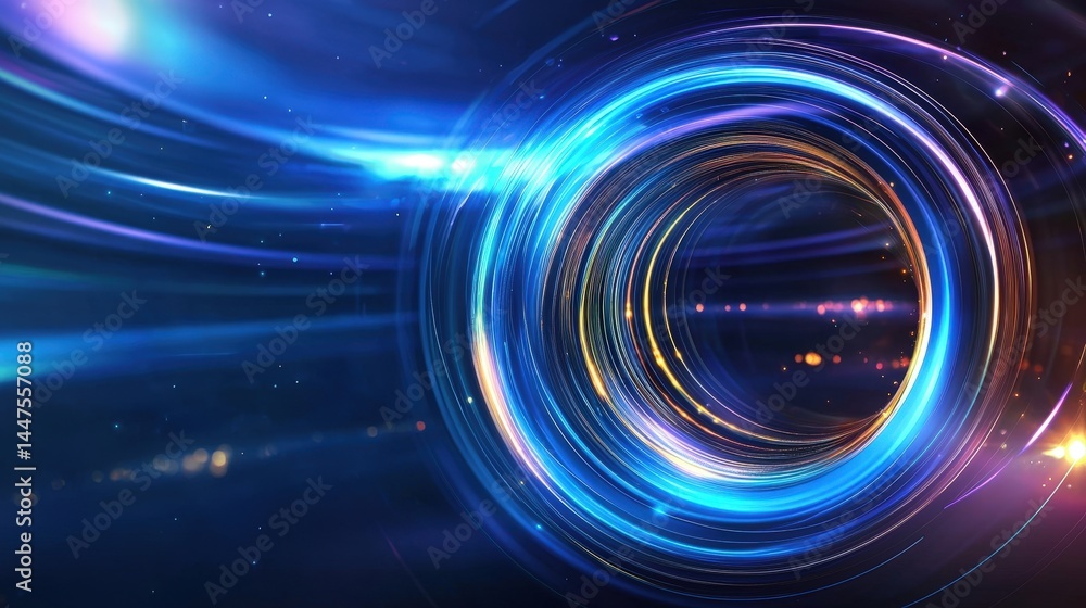 Aufkleber a stunning blue and yellow light tunnel creating an enchanting and hypnotizing visual experience