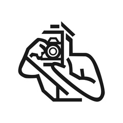 abstract logo design for film crew, cameraman, photographer, vector, line, silhouette, illustration, production, cinema, studio, movie, crew, film, video, vector, media, camera