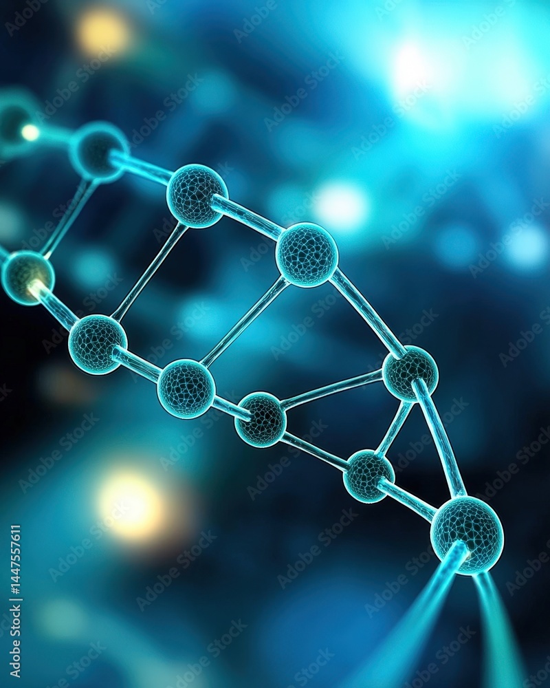 Poster detailed structure of a dna molecule with double helix shape representing genetic information