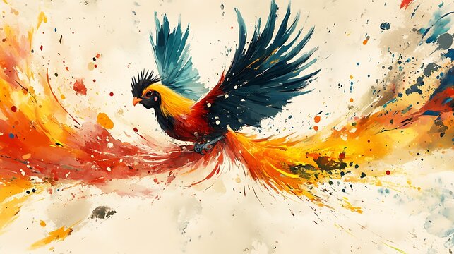 Abstract bird in vibrant colors