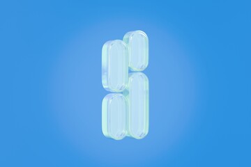 3d Glass holographic bar chart, graph or diagram icon. Green Rainbow crystal data analysis columns gradient line up. Financial growth statistic for business presentation, web design. 3D render.