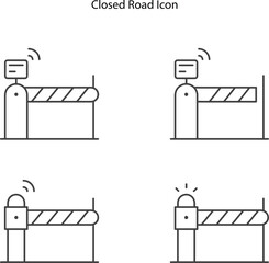 Roadblock flat line icons. closed road icons on white background, internet of things icons.