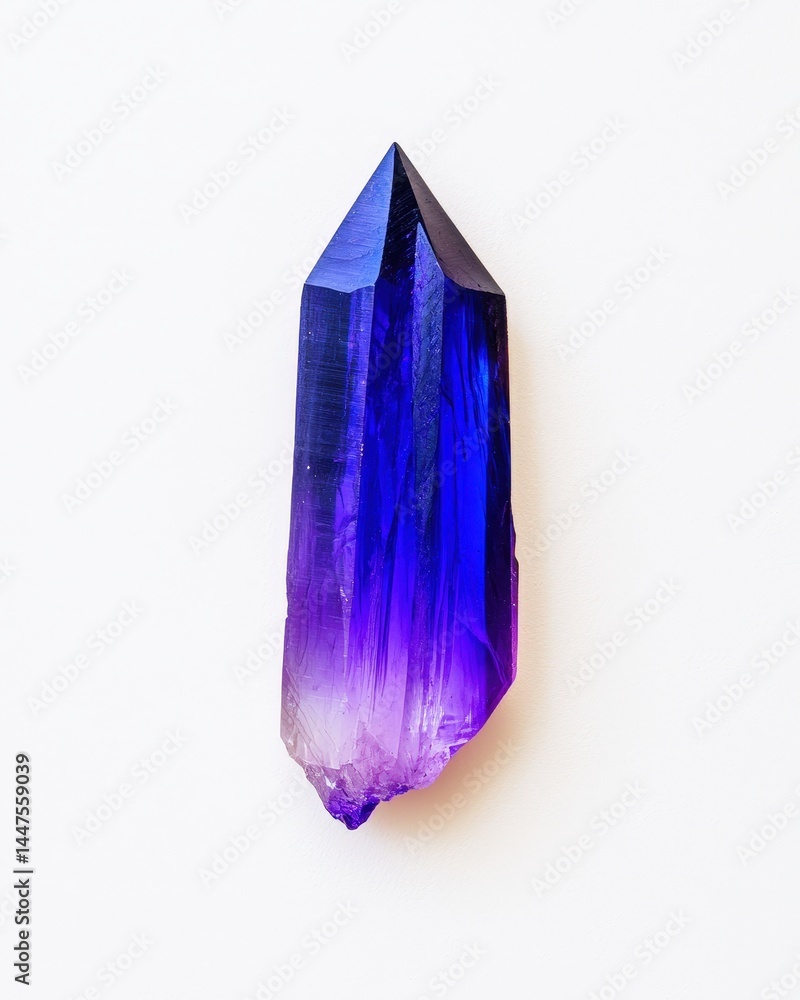 Poster mesmerizing purple and blue crystal displaying intricate patterns and sparkling reflections in light