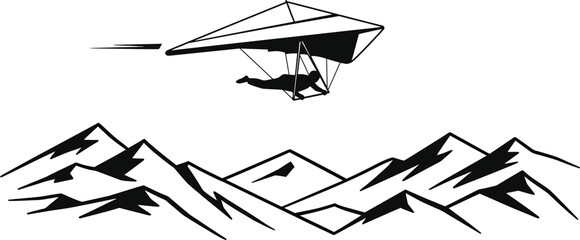 Hang Glider Soaring Above Mountains - Freedom Vector