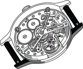 Mechanical Watch Gears Vector Illustration