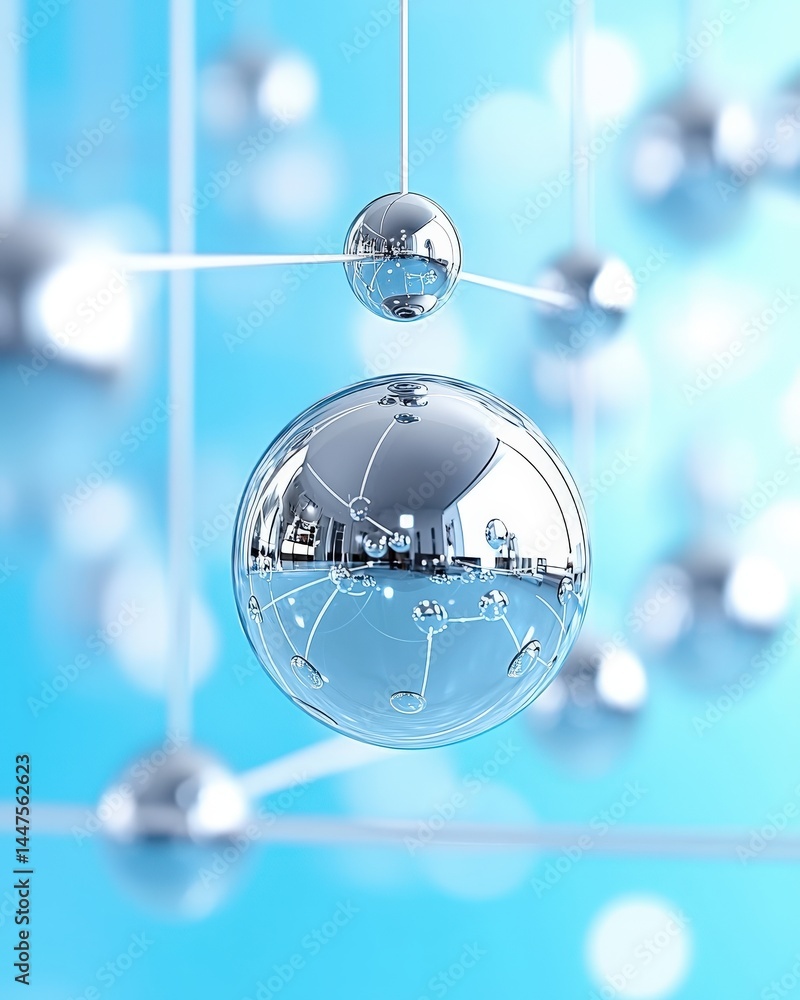 Poster glass ball elegantly hanging from a ceiling with soft light reflections creating a dreamy atmosphere