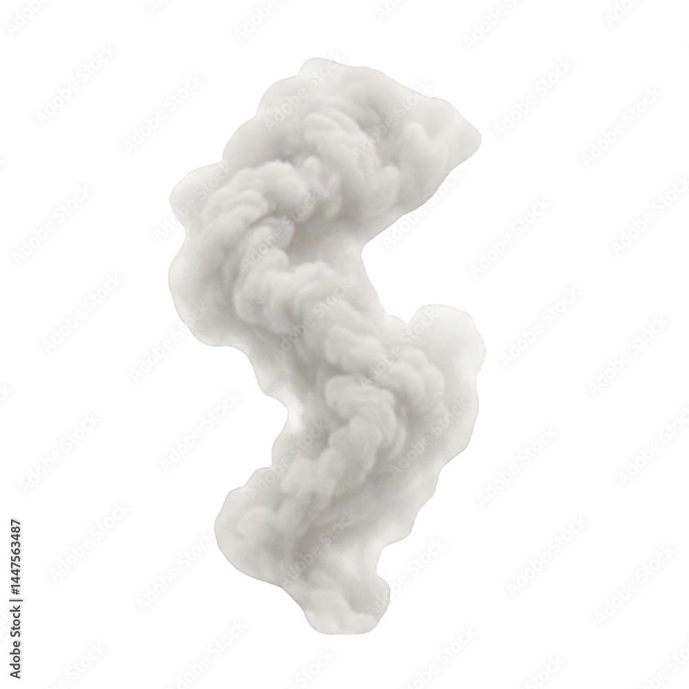 Poster observe the dynamic ascent of a dense grey smoke plume, twisting and expanding into an ethereal abst