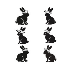 set of funny rabbits