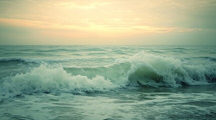 Obraz premium Ocean waves crashing shore sunrise landscape