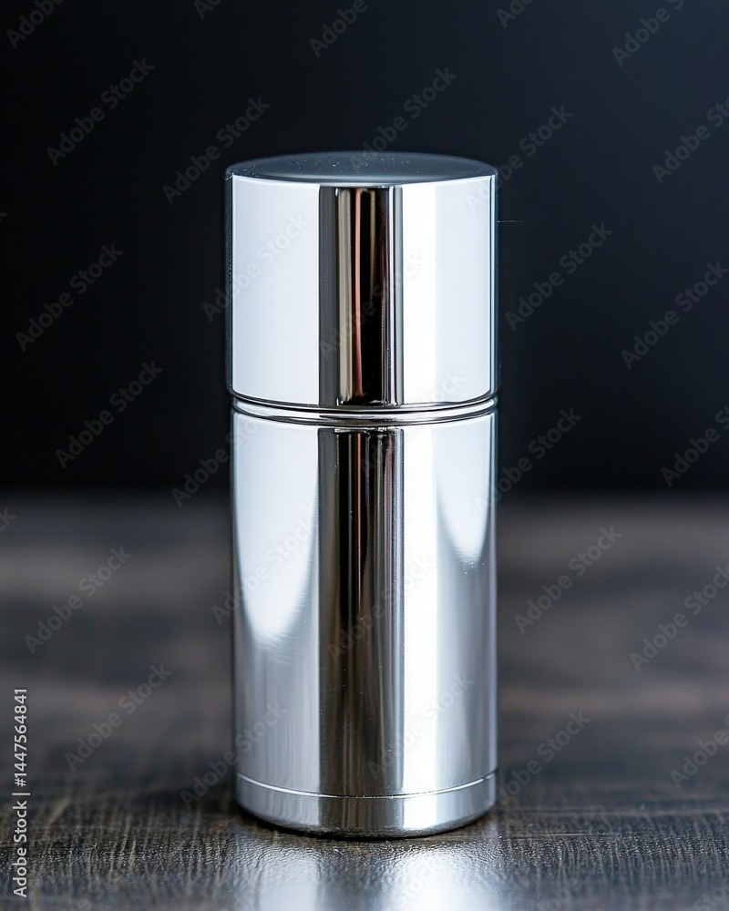 Poster a polished silver container elegantly positioned on a rustic wooden table for a home setting