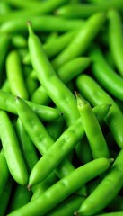 A vibrant heap of fresh green beans, isolated , vegetarian, pile, vibrant