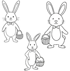 vector illustration of easter rabbits