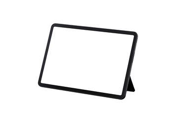 Blank screen tablet mockup in diagonal horizontal position on transparent background