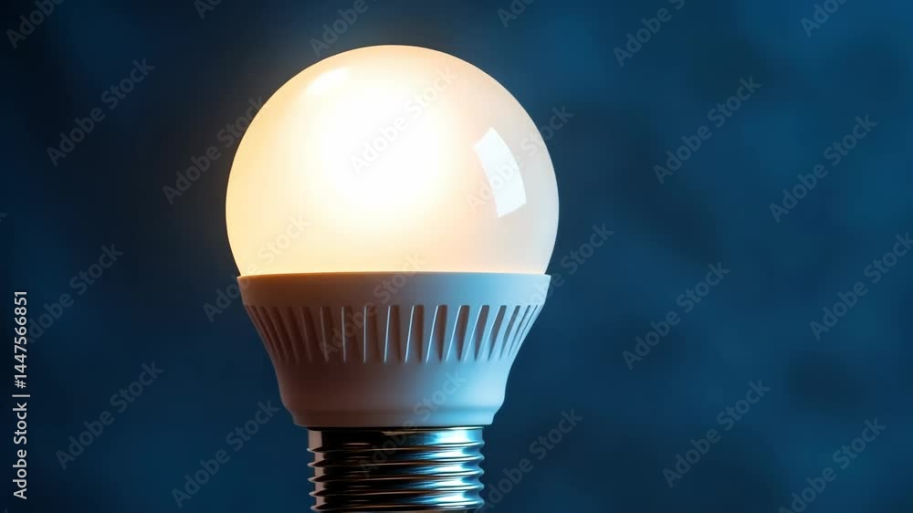 Poster glowing led bulb brightening seamless transition in sequence