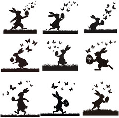 Obraz premium set of vector silhouettes of people jumping