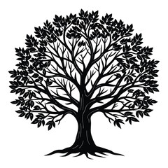 Obraz premium Black and White Tree Silhouette on white background