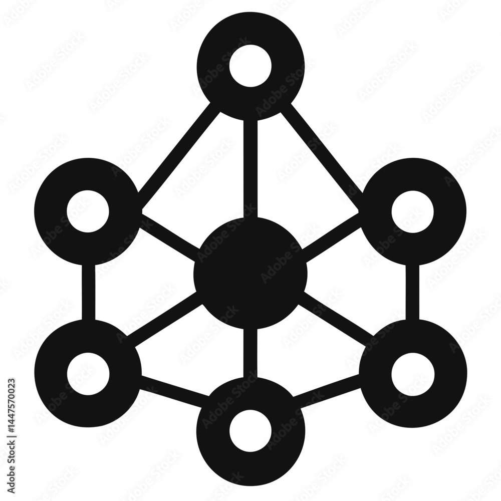 Aufkleber black geometric network diagram illustration with circles and lines for design and decoration use is