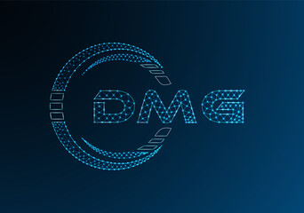 DMG low poly letter logo vector design. DMG lower poly logo design.