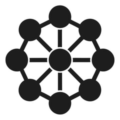 Network connection diagram with central node and connecting nodes for data visualization and science 100 isolated on transparent background