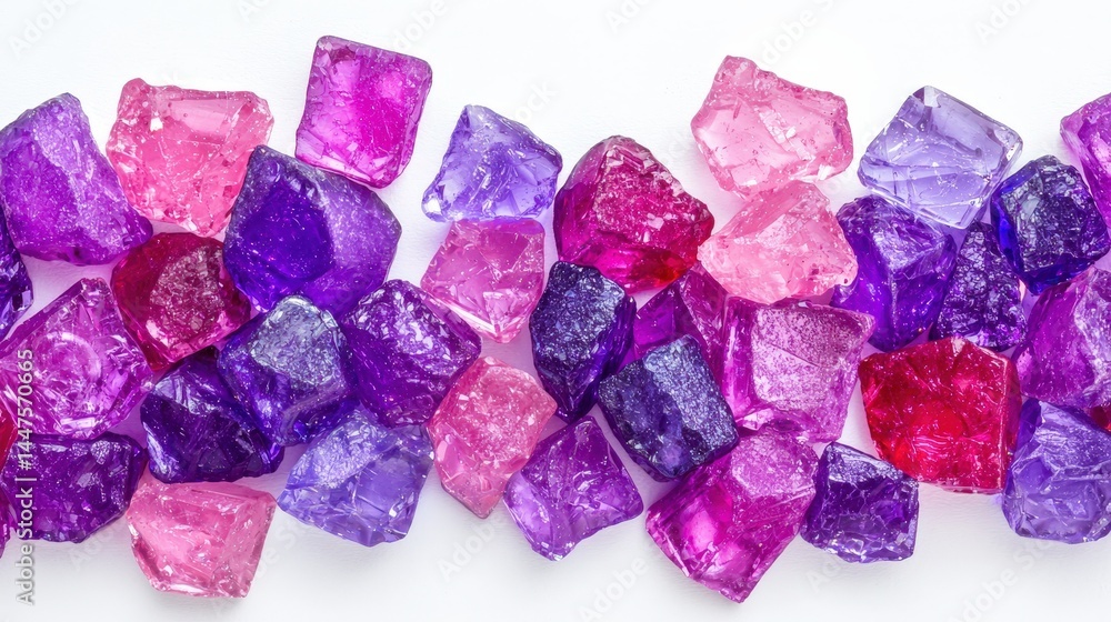 Poster cluster of beautiful purple and pink crystals displaying a stunning array of colors and shapes