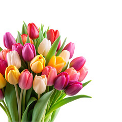 Obraz premium Colorful Tulip Bouquet Spring Flowers Background