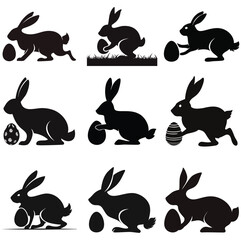 Fototapeta premium set of rabbits silhouettes