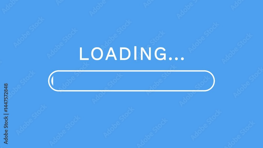 Poster loading bar screen progress animation video effect on blue background motion graphics video clip