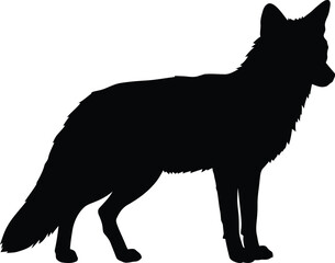 Alert Fox Silhouette: Minimalist Black and White Vector