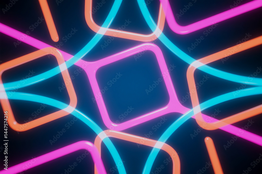 Poster abstract neon square pattern background
