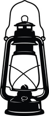 Vintage Lantern Silhouette, Minimalist Black and White Vector