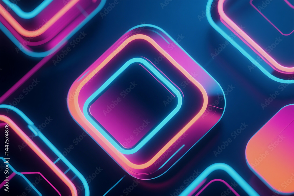 Poster abstract neon square pattern background